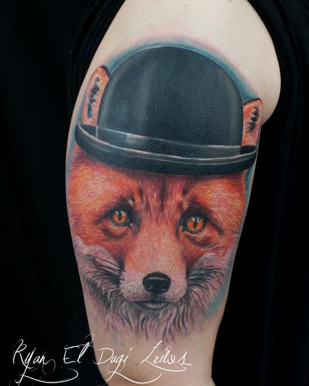 Tattoos - Fox Wearing Bowler Hat - 86261